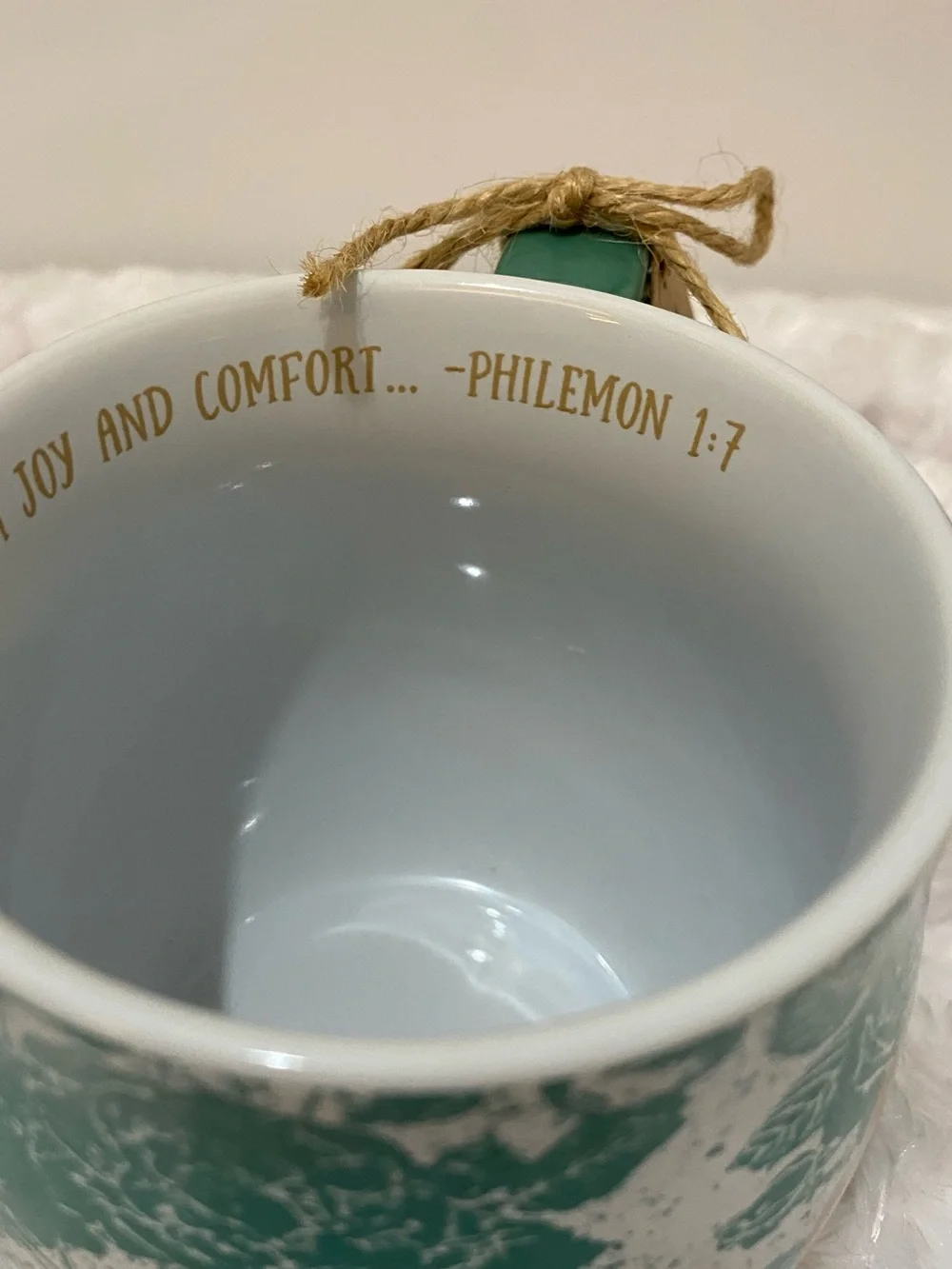 🆕You Are A Blessing Ceramic Mug in Teal & White with Verse inside Mug - NIB